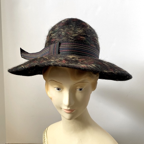 Vintage 60s Blended Felt Ribbon Trim Hat - Picture 1 of 10